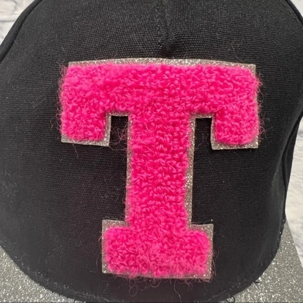 Justice glitter hat with the letter 